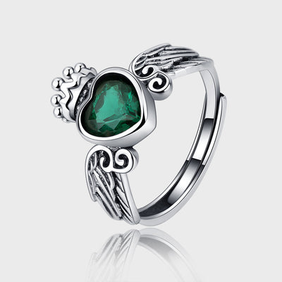 925 Sterling Silver Ring Women Fashion Personality Zircon Love Crown - 4 - CJ