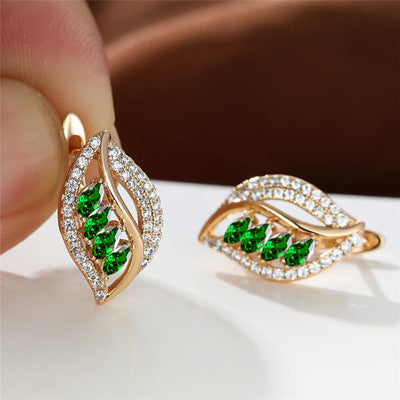 Ins Leaf - shaped Rhinestones Earrings Fashion Unique Zircon - encrusted Stud Earrings Women's Jewelry - 0 - CJ