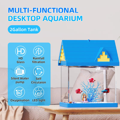 FREESEA 2 - gallon Acrylic Fresh - keeping Fish Tank, Equipped With Filtration And Lighting, Suitable For Shrimp, Jellyfish, And Goldfish, Ideal For Children's Bedrooms. - 5 - CJ