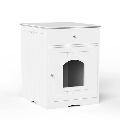 Wooden Pet House Cat Litter Box Enclosure With Drawer Side Table Cat Home Nightstand - 5 - CJ