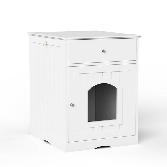 Wooden Pet House Cat Litter Box Enclosure With Drawer Side Table Cat Home Nightstand - 5 - CJ