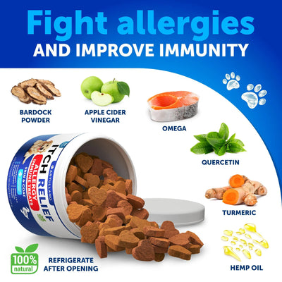 Dog Allergy Relief Chews Itching Skin Relief For Dogs Fish Oil 3 Seasonal Allergies Pills Skin & Coat Anti ItchHot Spots Treatment Canine Immune Health Supplement 120 Soft Treats - 5 - CJ