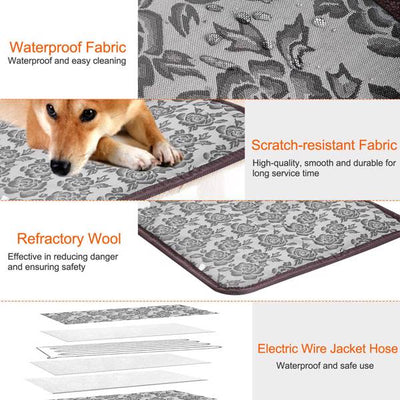 Pet Heating Pad, Waterproof Adjustable Warm Blanket, With Anti Bite Steel Rope Box - 5 - CJ