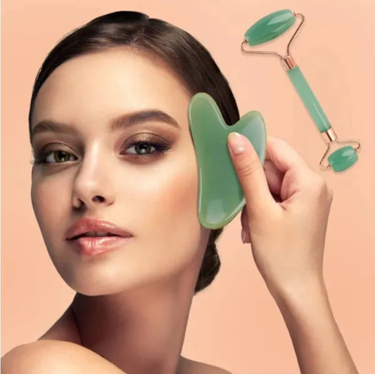 Gua Sha Board 2PCS Massage Stone For Facial Body Skincare Roller Scraping Massager Natural Resin Facial Lifting Scraper Neck Anti Wrinkle Massager Tool - 5 - CJ