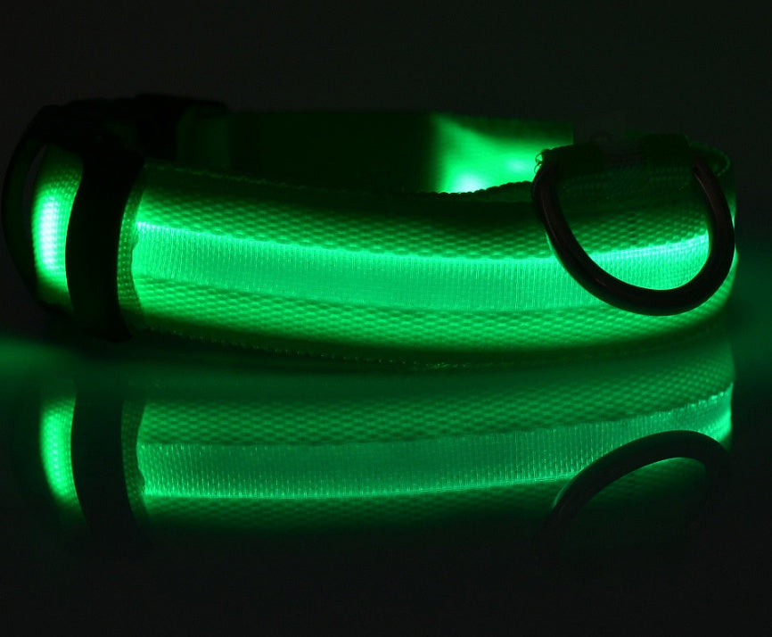 Nylon LED Pet Dog Luminous Collar Night Safety Flashing Glow in Dark Dog Cat Leash Adjustable Pet Supplies - 0 - CJ