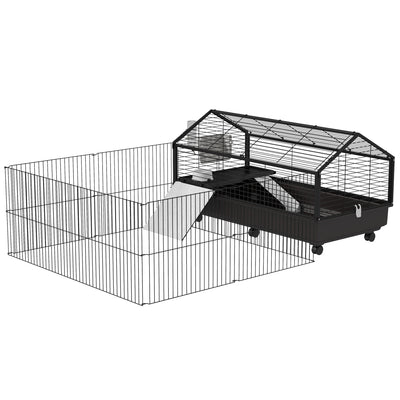 Small Animal Playpen Cage with Rolling Caster, Water Bottle 46.5" - 5 - CJ