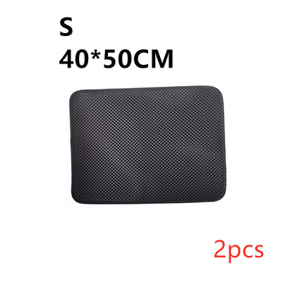 Double Layer Litter Cat Bed Pads Pet Cat Litter Mat Trapping Pets Litter Box Mat Pet Product Bed For Cats House Clean Mat - 0 - CJ - S 2PC - Black - CJJJCWMY00030 - S 2PC - Black