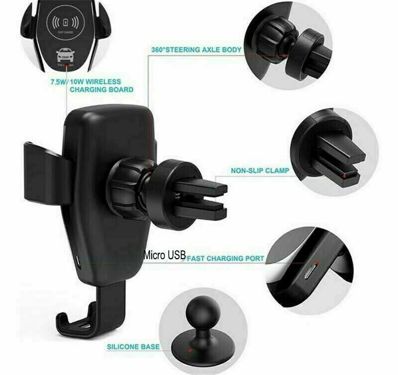 10W QI Wireless Fast Car Charger Mount Holder Stand Automatic Clamping Charging - 5 - CJ