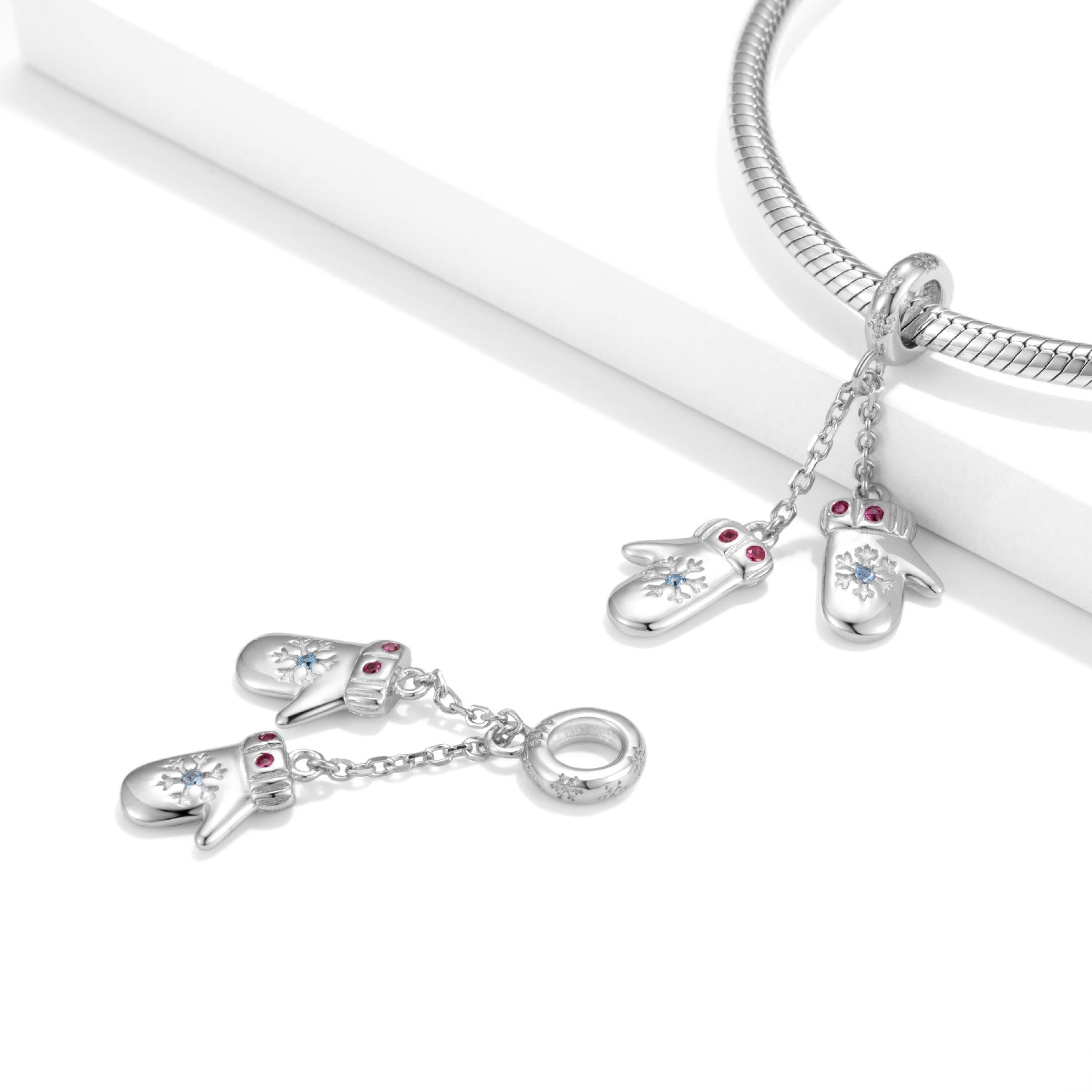 Snowflake Gloves Pendant Christmas Series 925 Silver Personality Necklace Bracelet Diy Pendant - 4 - CJ