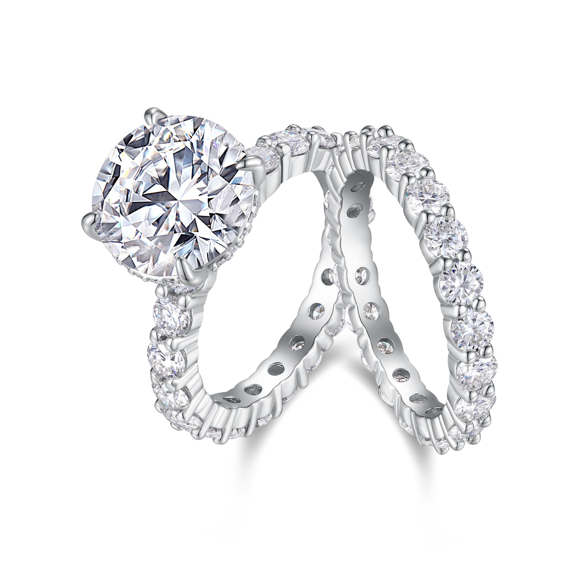 1Time Vow - Fashionable Men’s And Women’s Ring Row Jewelry Set With 5 - carat Moissan Diamond S925 Sterling Silver And Platinum - plated Diamond Prohibit TikTok sales - 5 - CJ