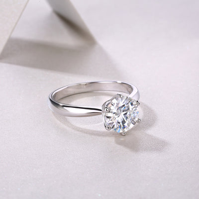 Classic Six - prong Mossan Diamond Silver Open Ring And Fixed Ring Prohibit TikTok sales - 5 - CJ