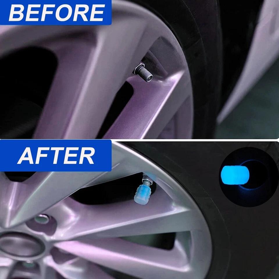 4x Fluorescent Universal Luminous Glow In Dark Car Tire Tyre Valve Caps Cover - 5 - cjdropshipping