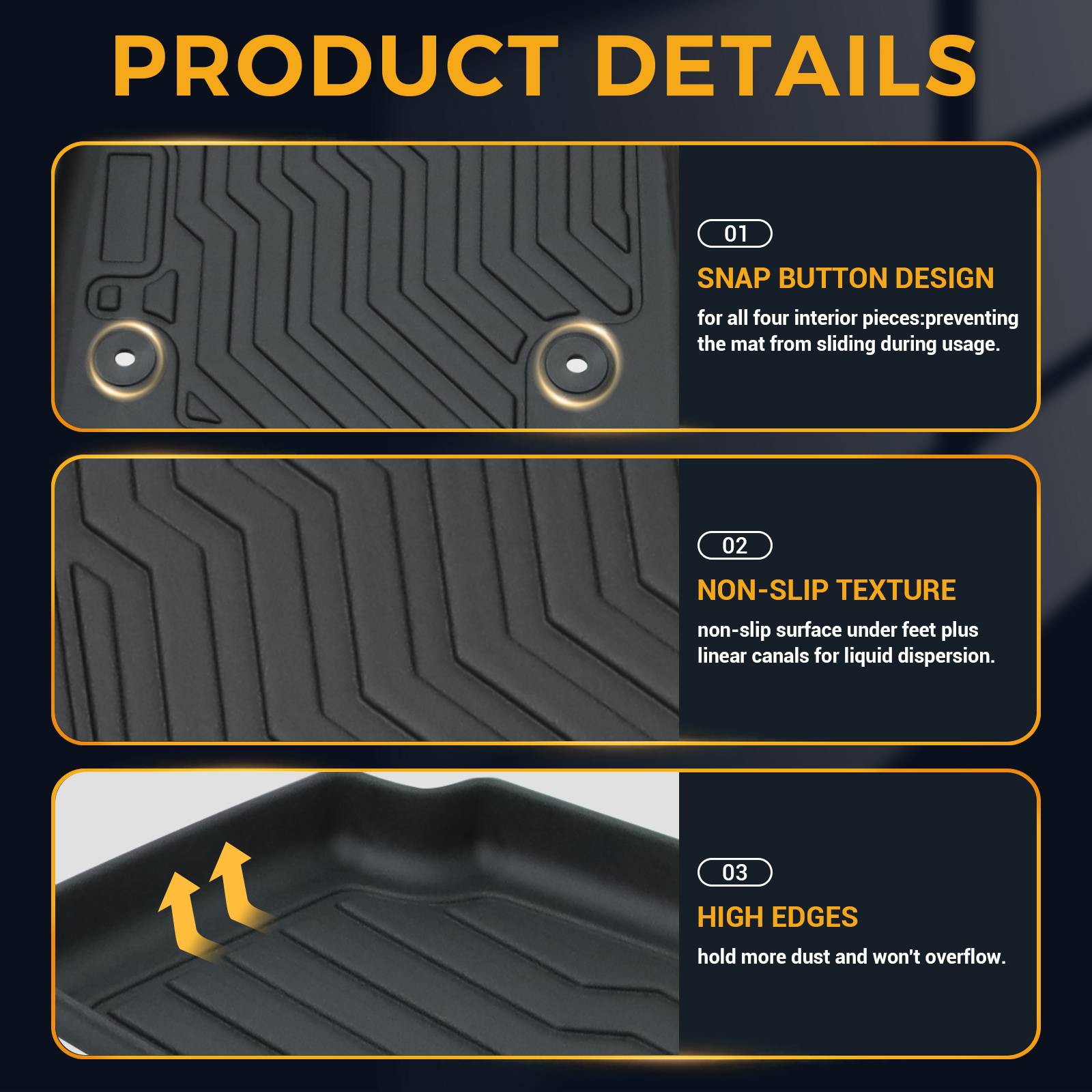 All Weather Car Floor Mats For 2014 - 2021 Tundra Double Cab Crew Max Cab - 5 - CJ