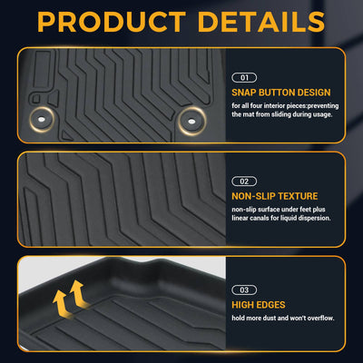 All Weather Car Floor Mats For 2014 - 2021 Tundra Double Cab Crew Max Cab - 5 - CJ