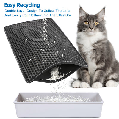Double Rice Grain Cat Litter Mat, Cat Litter Cleaning Pad, Cat Litter Box Mat, Splash Guard Filter Mat - 5 - CJ