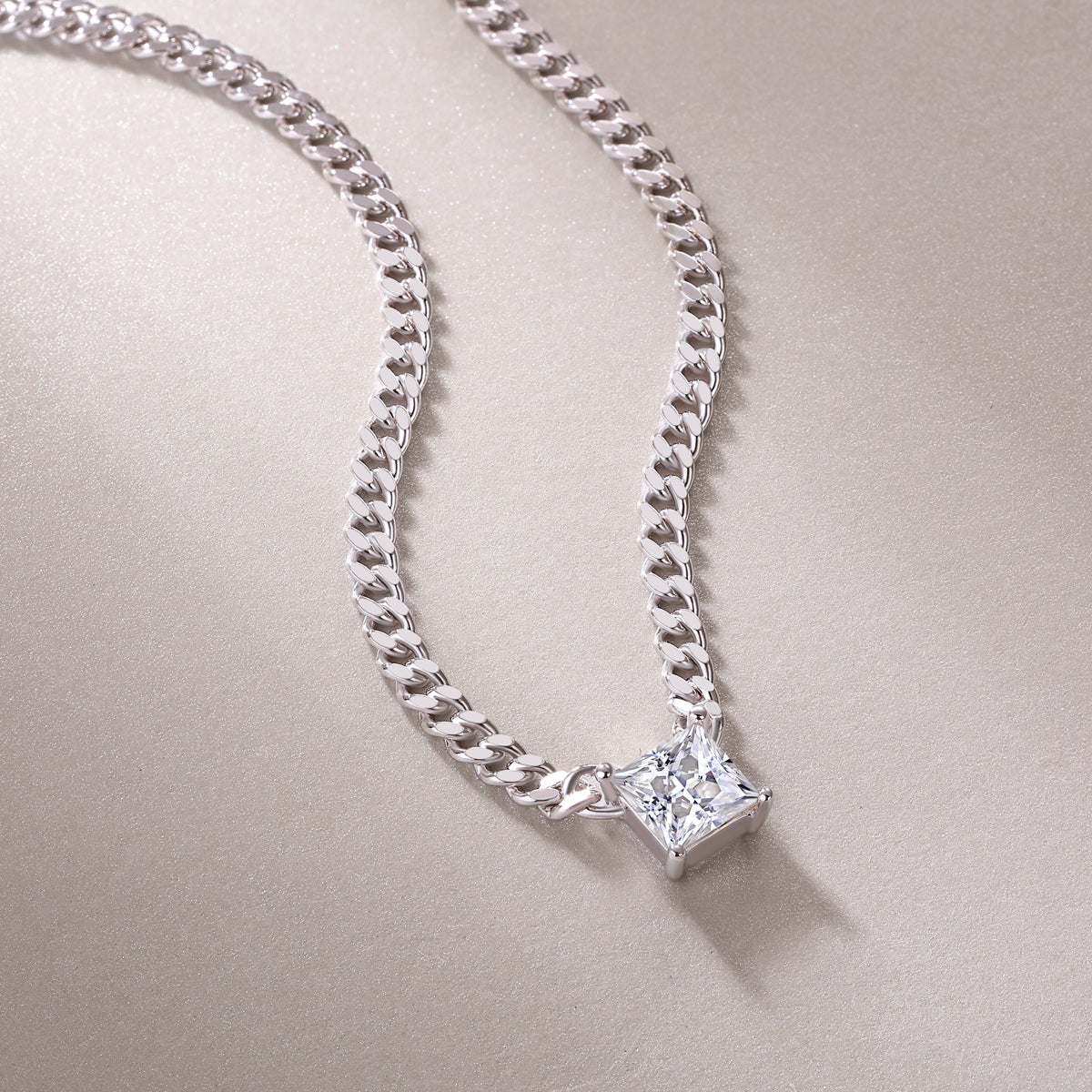 1Zhang Yang - A Fashionable And Luxurious Diamond Jewelry Pendant Set With Square Moissanite S925 Sterling Silver Prohibit TikTok sales - 5 - cj