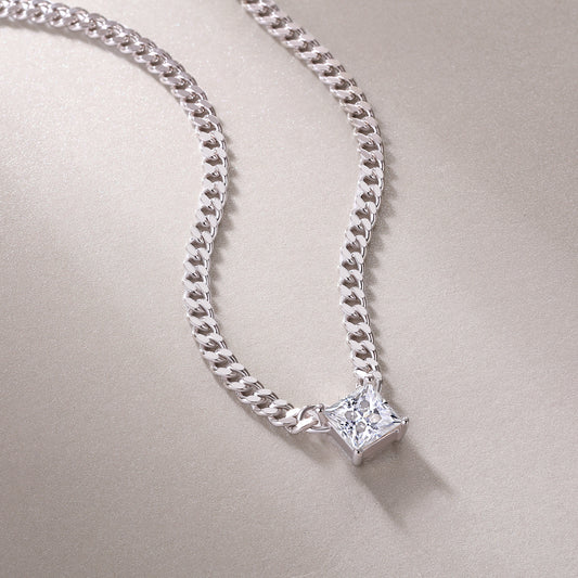 1Zhang Yang - A Fashionable And Luxurious Diamond Jewelry Pendant Set With Square Moissanite S925 Sterling Silver Prohibit TikTok sales - 5 - cj