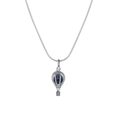S925 Sterling Silver Free Casual Sea Blue Treasure Retro Small Crowd Luxury Lovely Hot Air Balloon Necklace - 4 - CJ