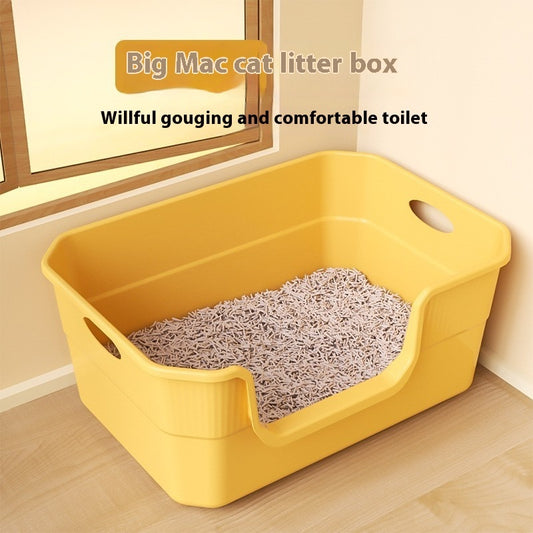 Oversized Splash - proof Cat Litter Box Oversized Open Semi - closed Cat Toilet - 0 - CJ