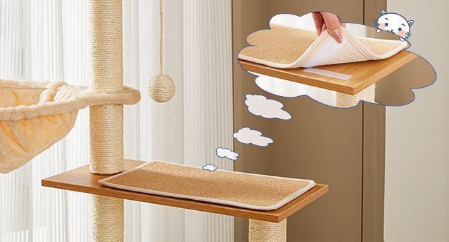 Solid Wood Cat Tree And Tower With Litter Box, Cat Scratching Board And Hammock For Indoor Large Cats - 5 - CJ