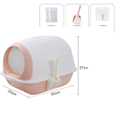 Elevated Semi - closed Litter Suction Deodorant Cat Toilet With Flip Cover - 0 - CJ - Pink - CJMY149433503CX