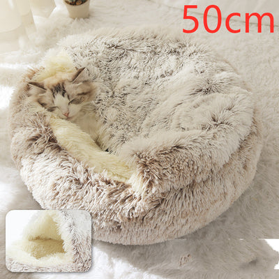 2 In 1 Dog And Cat Bed Pet Winter Bed Round Plush Warm Bed House Soft Long Plush Pets Bed Pet Products - 0 - CJ