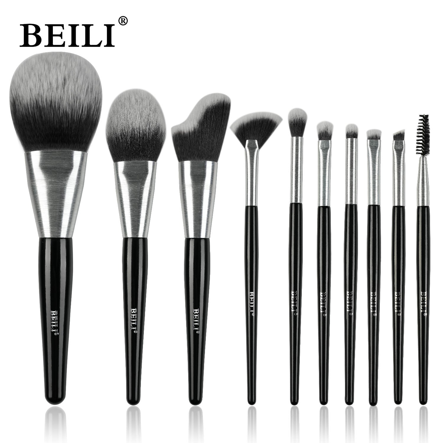 Beli 10pcs Professional Makeup Brush Set New Design Brushed Tube Makeup Brushes - 5 - CJ