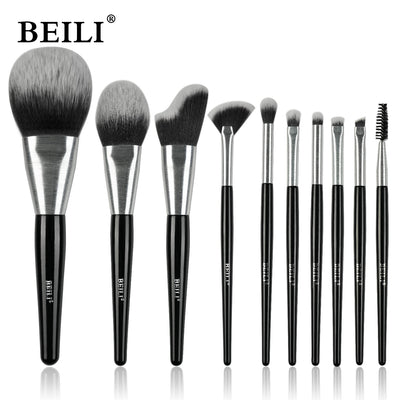 Beli 10pcs Professional Makeup Brush Set New Design Brushed Tube Makeup Brushes - 5 - CJ