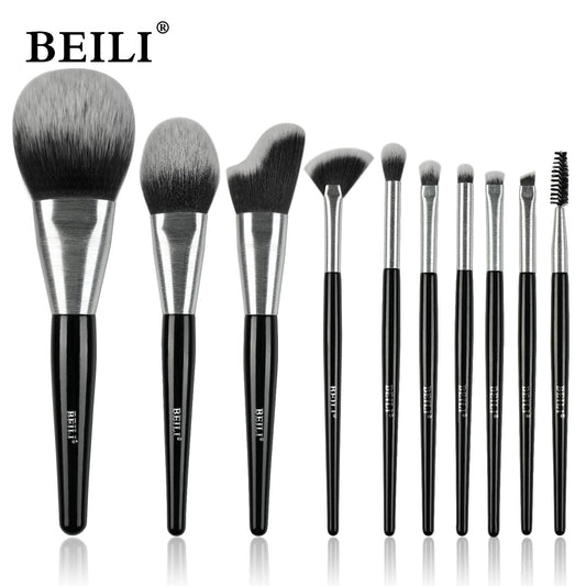 Beli 10pcs Professional Makeup Brush Set New Design Brushed Tube Makeup Brushes - 5 - CJ