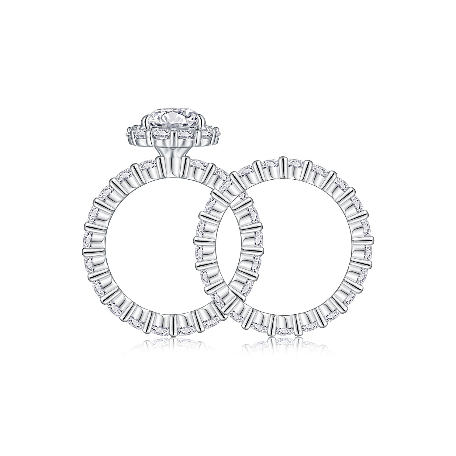 1Devoted Dew - Fashionable Men’s And Women’s Ring And Ring Jewelry Set With Moissanite S925 Sterling Silver And Platinum-plated Diamond. Prohibit TikTok sales