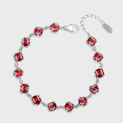 S925 Sterling Silver Glazed Red Zirconium Lucky Ball Bracelet Female - 4 - CJ