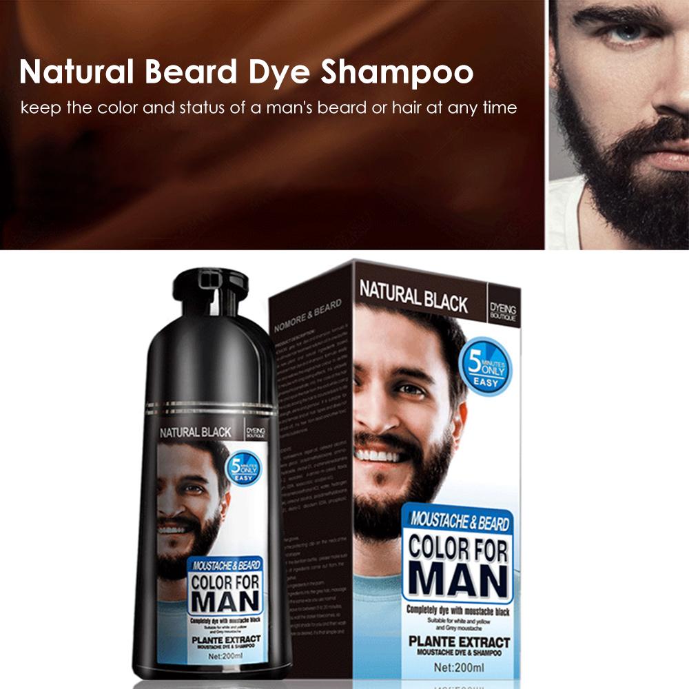 Beard Hair Color Shampoo For Men,Natural Permanent Beard DyeShampoo, Colors Hair In Minutes Long Lasting, 200ml, Black Hair DyeHaircare - 5 - CJ