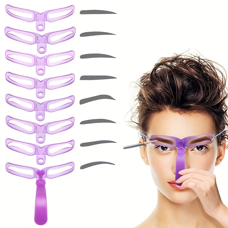 8pcs Eyebrow Stencils, Eyebrow Shaping Kit, Eyebrow Template, 8 Styles Reusable Eyebrow Stencil With Handle - 5 - CJ
