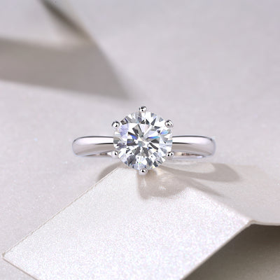 Classic Six - prong Mossan Diamond Silver Open Ring And Fixed Ring Prohibit TikTok sales - 5 - CJ