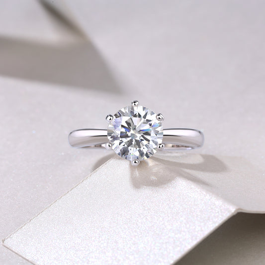 Classic Six - prong Mossan Diamond Silver Open Ring And Fixed Ring Prohibit TikTok sales - 5 - CJ