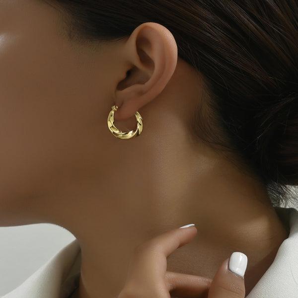 A Pair Of Light Luxury And Gorgeous Temperament, Versatile And Set With Zircon Copper Earrings, Metallic Copper Material Gift - 5 - CJ