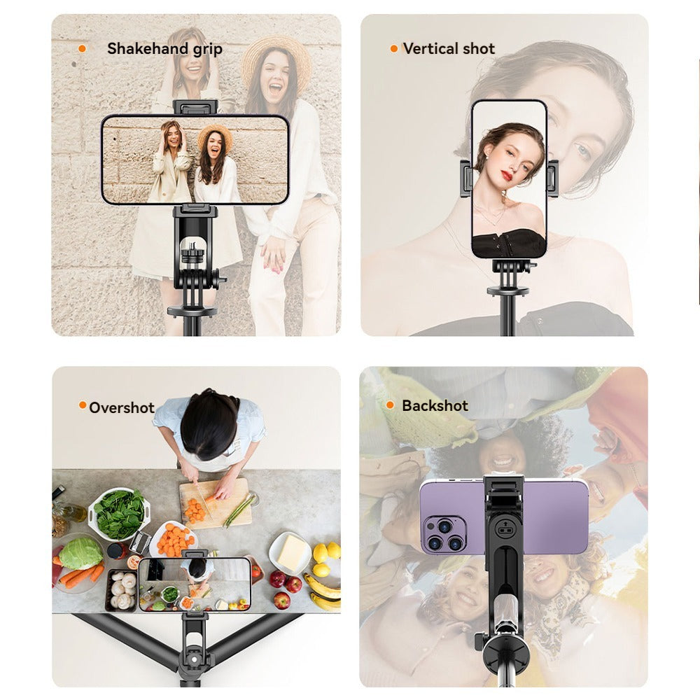 Selfie Stick Tripod With Fill Light, Extendable Phone Stand With Wireless Remote, Universal Compatible For Smartphones, Portable For Travel & Video Recording - 5 - CJ
