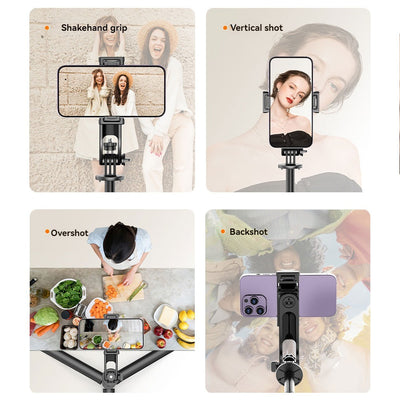 Selfie Stick Tripod With Fill Light, Extendable Phone Stand With Wireless Remote, Universal Compatible For Smartphones, Portable For Travel & Video Recording - 5 - CJ
