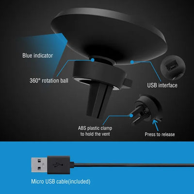 Qi Wireless Car Charger Magnetic Car Phone Charger 5W Charging Pad Air Vent Phone Mount Holder - 5.0 - CJ