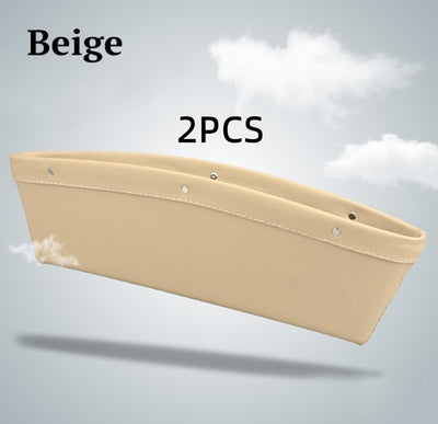 Car Organizer Box Caddy Catcher PU Leather Seat Gap Storage Bag - 0 - CJ - Beige - 2pc - CJQCNBQC00006 - Beige - 2pc