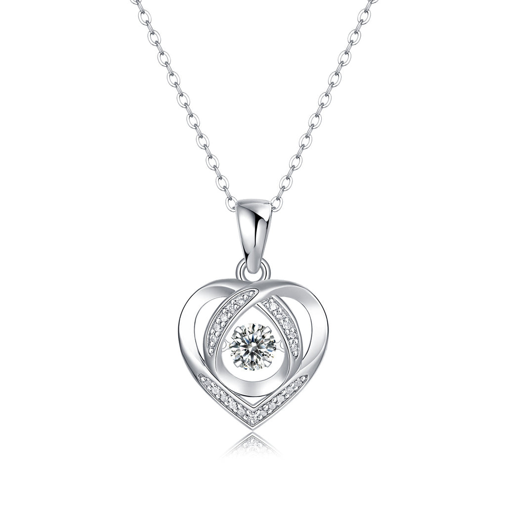 With You In My Heart - A Fashionable And Trendy Jewelry Necklace Pendant Set With 0.5-carat Moissanite S925 Sterling Silver And Platinum Plating