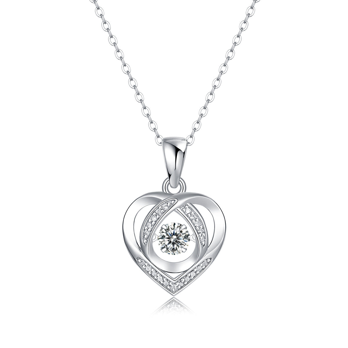 With You In My Heart - A Fashionable And Trendy Jewelry Necklace Pendant Set With 0.5-carat Moissanite S925 Sterling Silver And Platinum Plating
