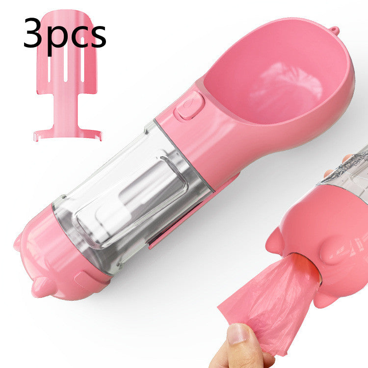 Pet Water Bottle Feeder Bowl Garbage Bag Storage Portable Pet Outdoor Travel 3 In 1 Dog Water Bottle - 0 - CJ