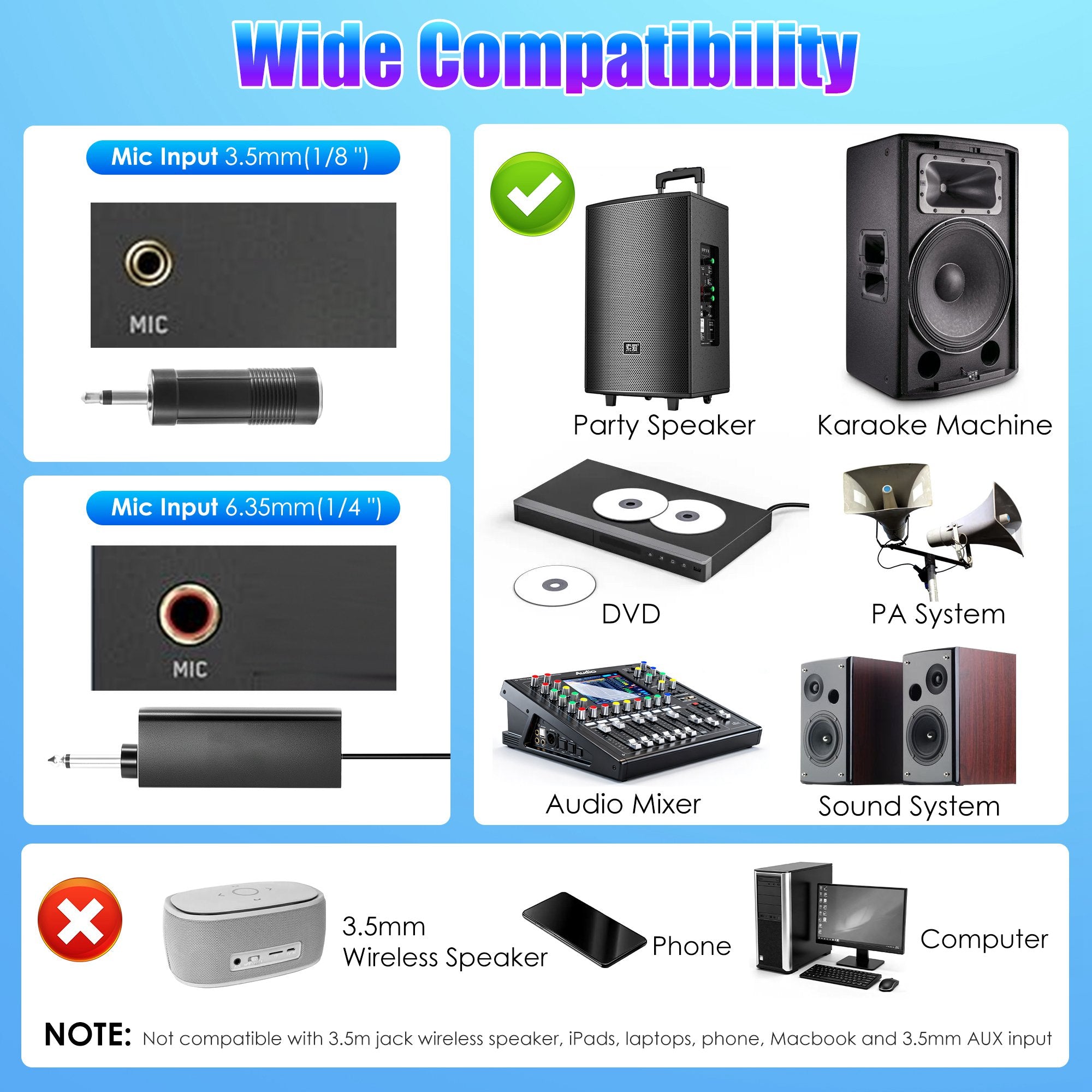 2Pc UHF Wireless Microphones Rechargeable Wireless Microphones Metal Handheld Dynamic Mics With 262FT Range For Karaoke Party DJ Wedding Speech Outdoor Events - 5 - CJ