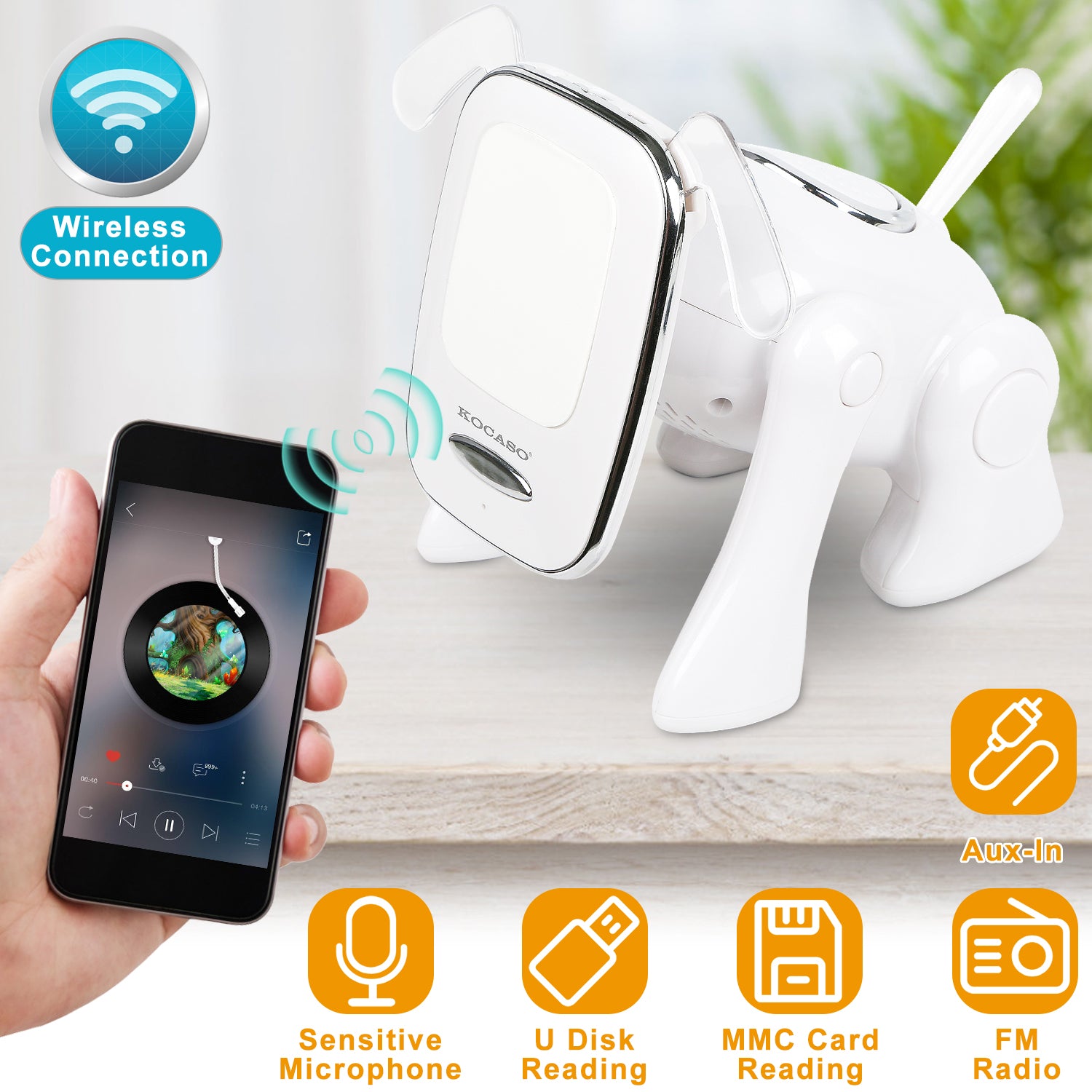 Puppy Dog Wireless Speaker Portable Mini Music Player Stereo Cute Animal Speaker With Built - In Mic FM Radio Stereo Bass MMC Card Slot USB Port For Cellphone Tablet - 5 - CJ