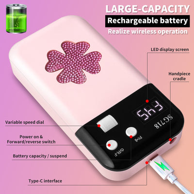 Rechargeable Nail Drill 45000 RPM - Electric Nail File For Shaping, Removing & Polishing Gel Nails - Lightweight & Easy To Use - Perfect For Home & Salon Manicure Pedicure - 5 - CJ