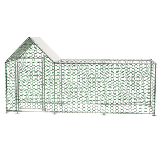 Metal Chicken Coop,Walk - in Chicken Run,Poultry Chicken Hen Pen Cage,Rabbits Duck Cages,With Cover - 5 - CJ