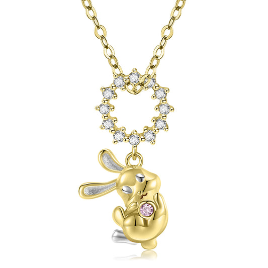 Original Cute Rabbit Pendant Necklace S925 Sterling Silver Gold - plated Girl's Clavicle Chain - 4 - https://x.com/titan_prim62775J