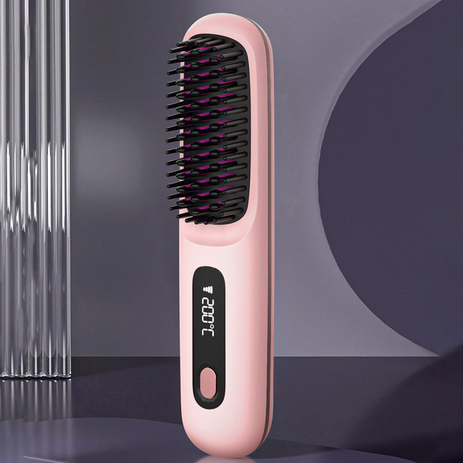 S7 Portable Cordless Hair Straightening Brush With LED Display - Lightweight Mini Negative Ion Hot Brush, USB Rechargeable Women's Travel Essentials Gift, Scald Protection