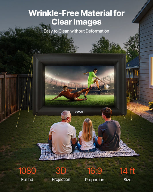 14FT Inflatable Projector Screen, Inflatable Movie Screen Outdoor With 120W Air Blower Projector Screen Oxford Fabric Material Blow Up Screen For Outdoor Backyard, Home Theater, Theme Party - 5 - CJ